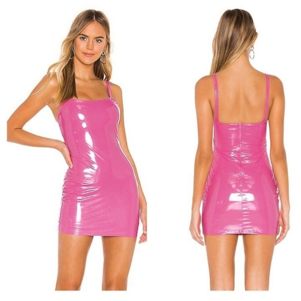 Superdown small pink latex mini dress size small